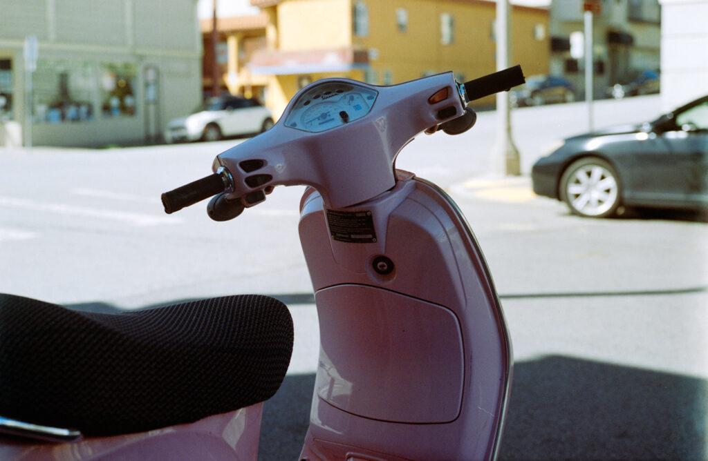 A pink Vespa