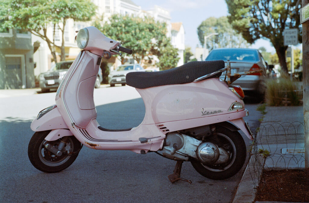 A really beautiful pink Vespa